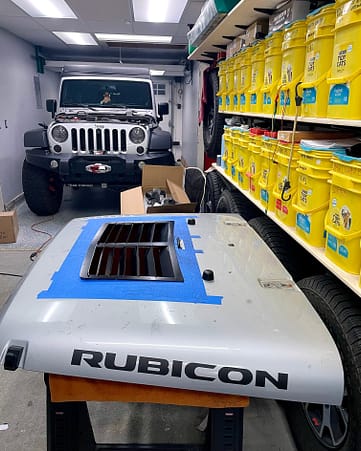 Jeep JK Hood Vent being installed