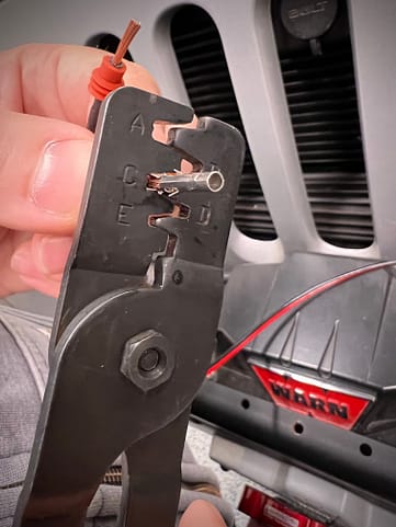 Crimping connectors for our Jeep off road lights