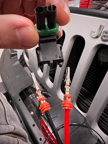 Installing pins in connectors for our Jeep off road lights