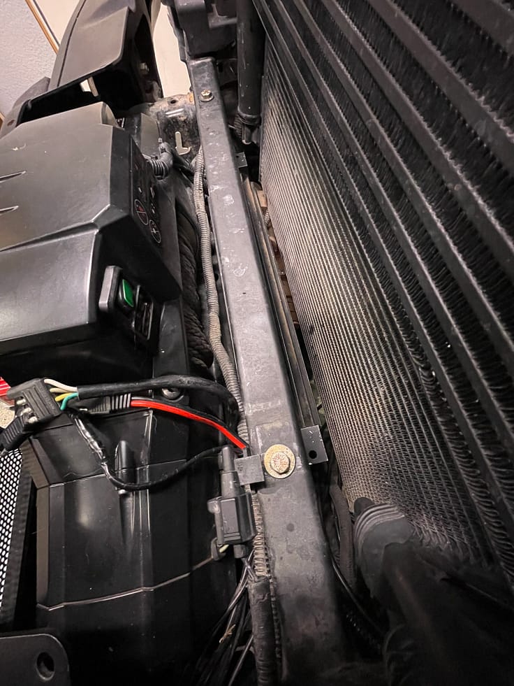 Top driver view of PSC cooler relocated to below grill support bar