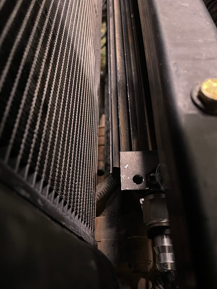 Top view of PSC cooler relocated to below grill support bar