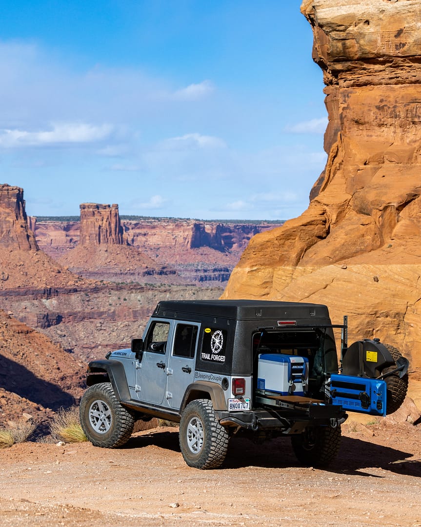 Jeep Camper with the kitchen open