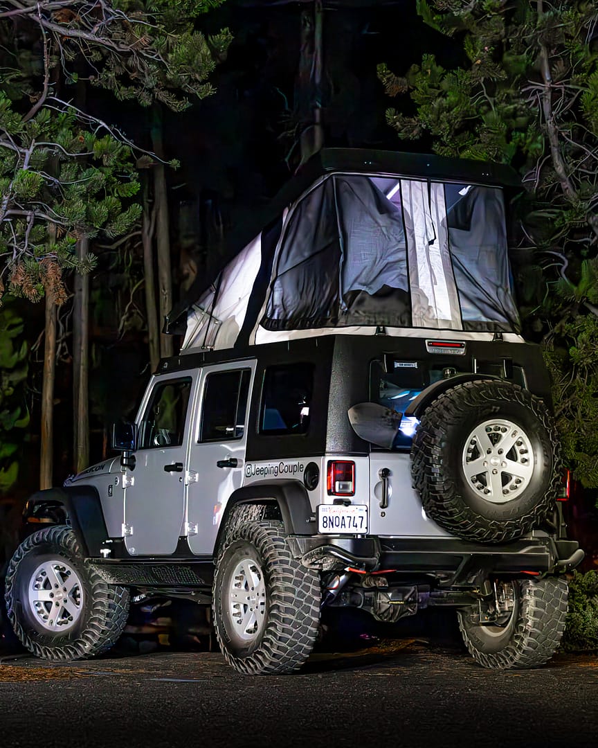 Jeep Camper with the tent set up